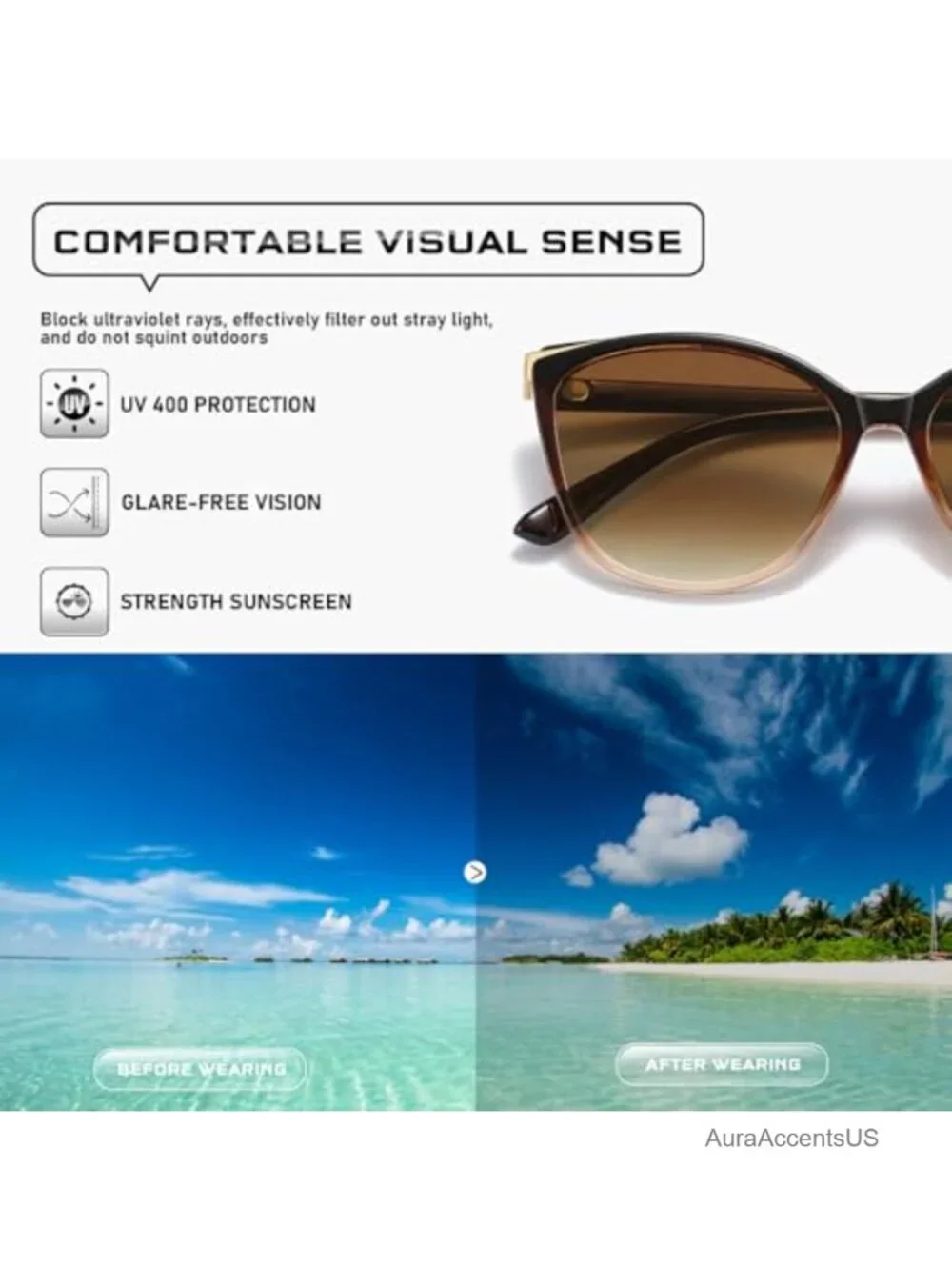 Cat Eye Sunglasses UV400 Full Frame Classic Lightweight Women's Eyewear